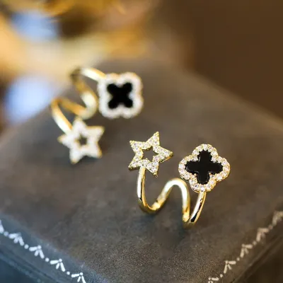 Zircon Star Flowers Clover Stud Earring